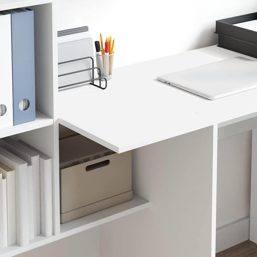Bureau met plank Wit 131,5 x 50 x 106,5 cm Bewerkt hout