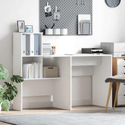 Bureau met plank 131,5x50x106,5 cm wit bewerkt hout