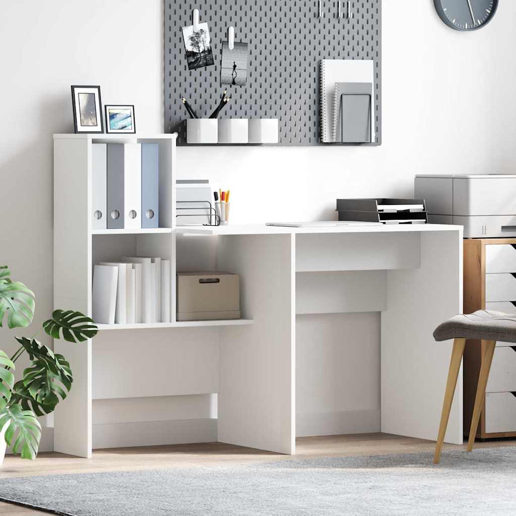 Bureau met plank Wit 131,5 x 50 x 106,5 cm Bewerkt hout