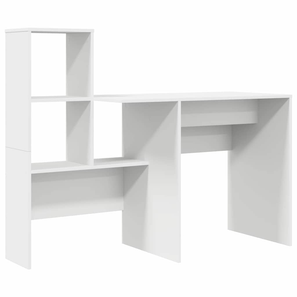 Bureau met plank Wit 131,5 x 50 x 106,5 cm Bewerkt hout