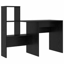 Bureau met plank Zwart Eiken 131,5 x 50 x 106,5 cm Bewerkt hout