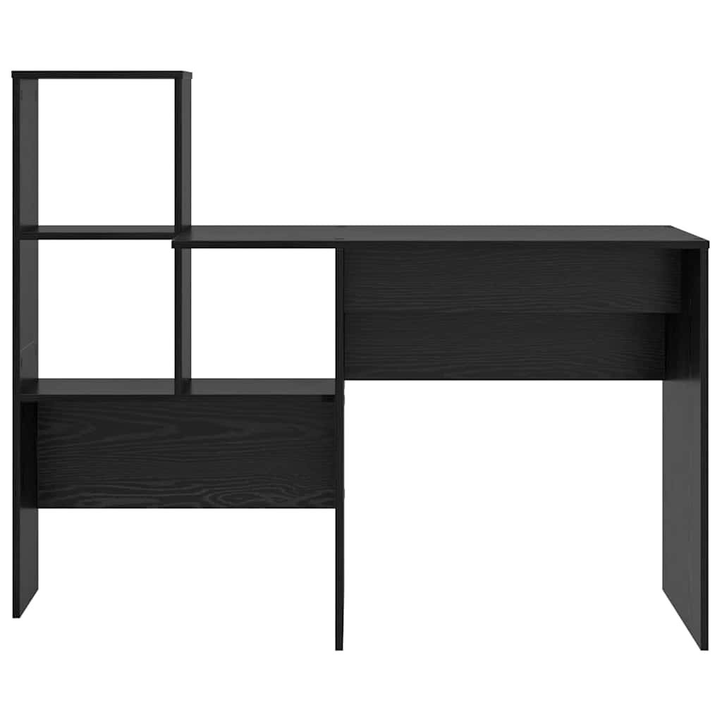 Bureau met plank Zwart Eiken 131,5 x 50 x 106,5 cm Bewerkt hout