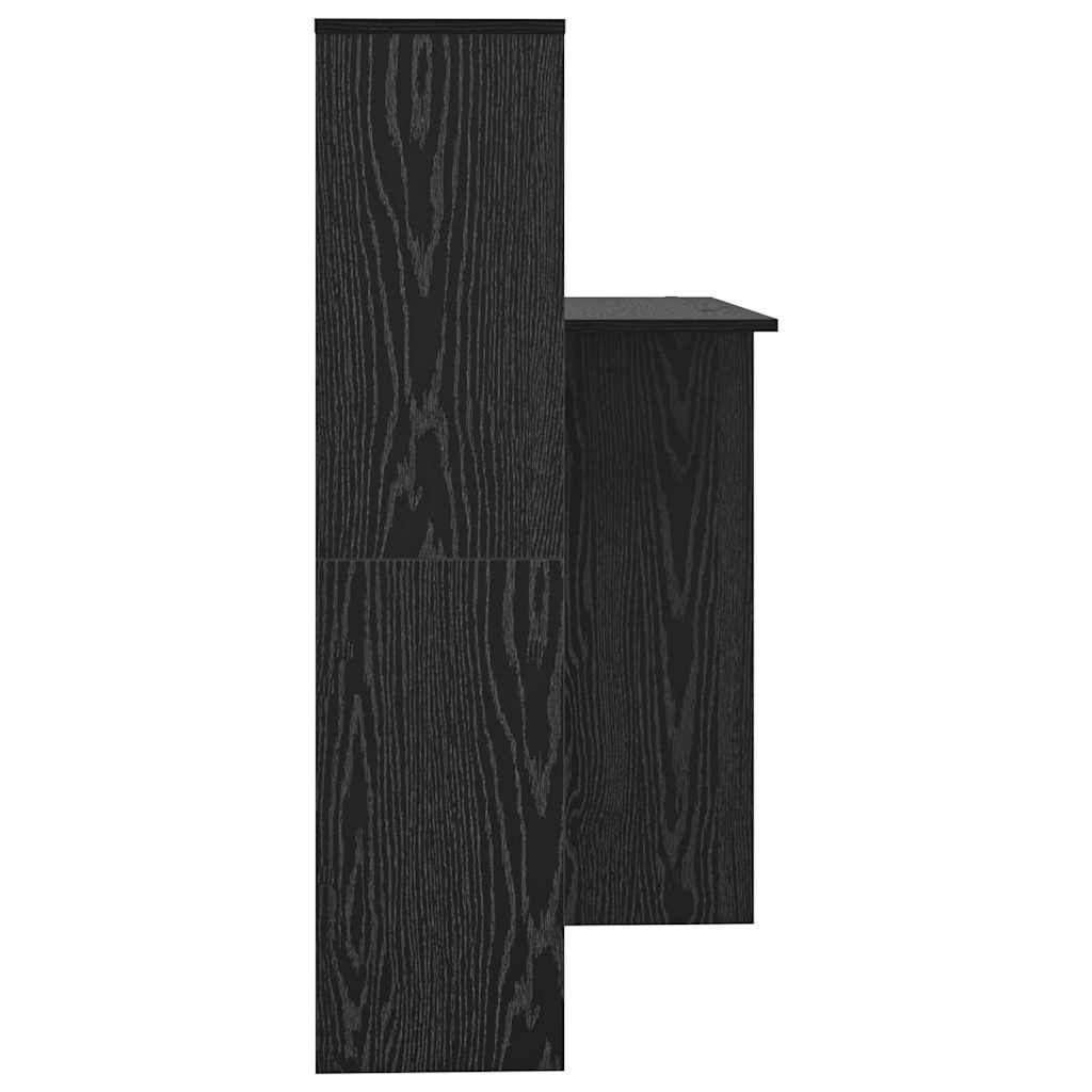 Bureau met plank Zwart Eiken 131,5 x 50 x 106,5 cm Bewerkt hout