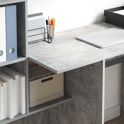 Bureau met plank Beton Grijs 131,5 x 50 x 106,5 cm Bewerkt hout