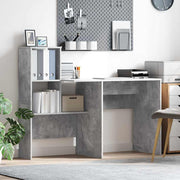 Bureau met plank 131,5x50x106,5 cm beton grijs bewerkt hout