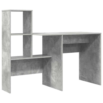 Bureau met plank Beton Grijs 131,5 x 50 x 106,5 cm Bewerkt hout