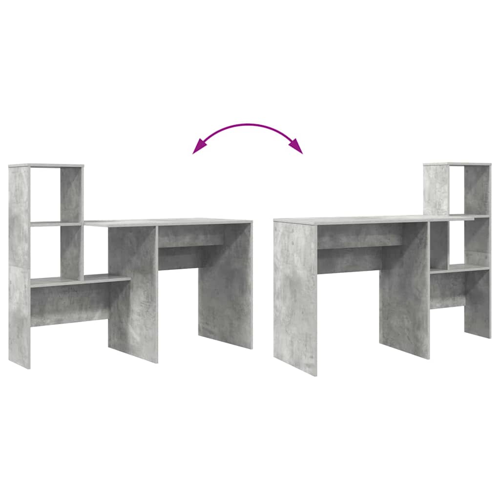 Bureau met plank Beton Grijs 131,5 x 50 x 106,5 cm Bewerkt hout