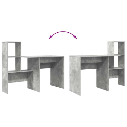 Bureau met plank Beton Grijs 131,5 x 50 x 106,5 cm Bewerkt hout