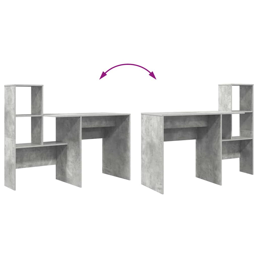 Bureau met plank Beton Grijs 131,5 x 50 x 106,5 cm Bewerkt hout