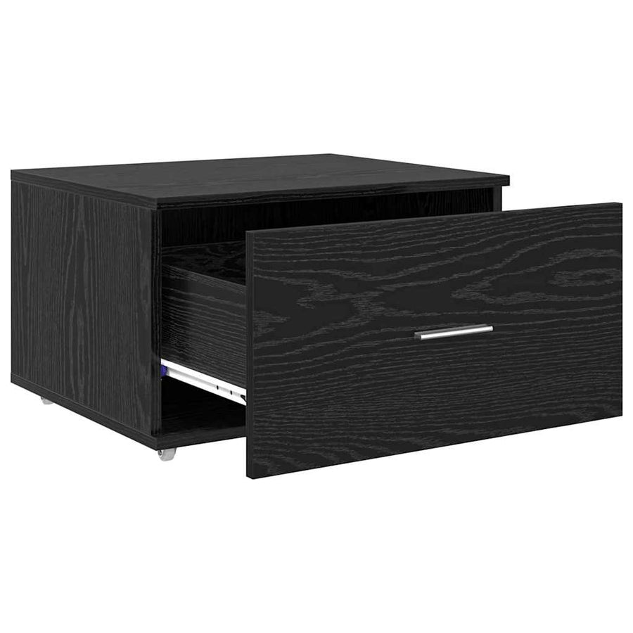 Ladenkast met wiel Zwart Eiken 55 x 45 x 31 cm