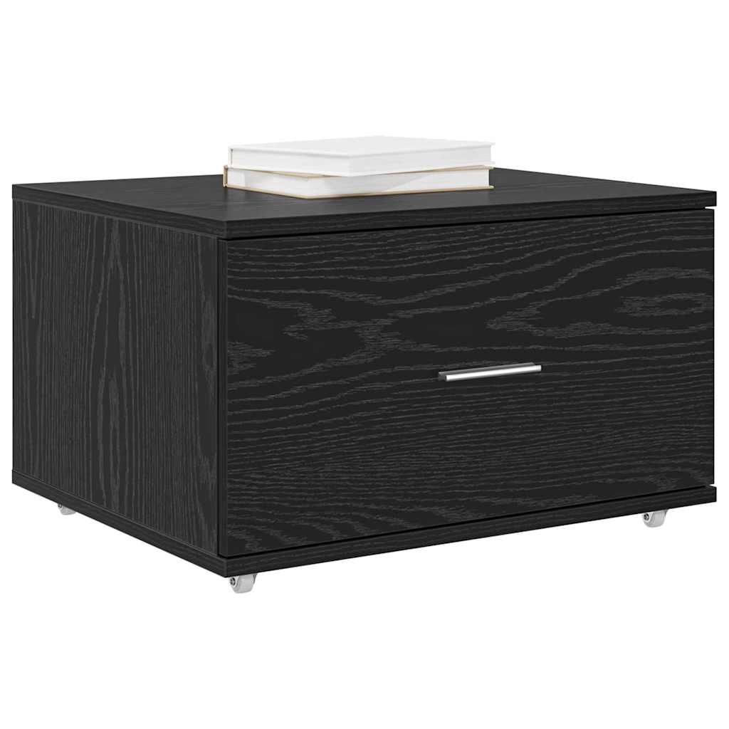 Ladenkast met wiel Zwart Eiken 55 x 45 x 31 cm