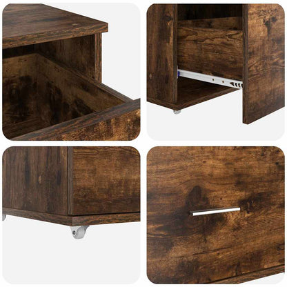 Ladenkast met wiel Gerookt eiken 55 x 45 x 31 cm