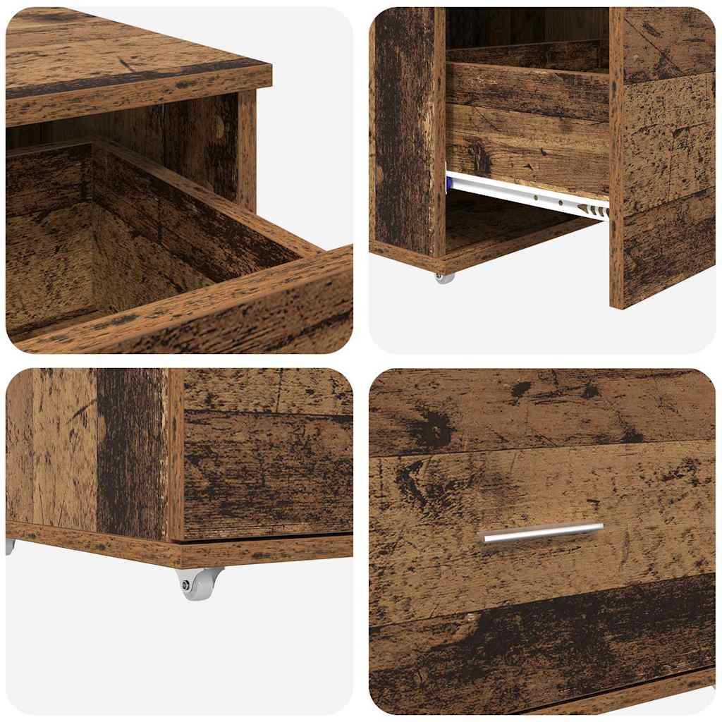 Ladenkast met wiel Oudhout 55 x 45 x 31 cm