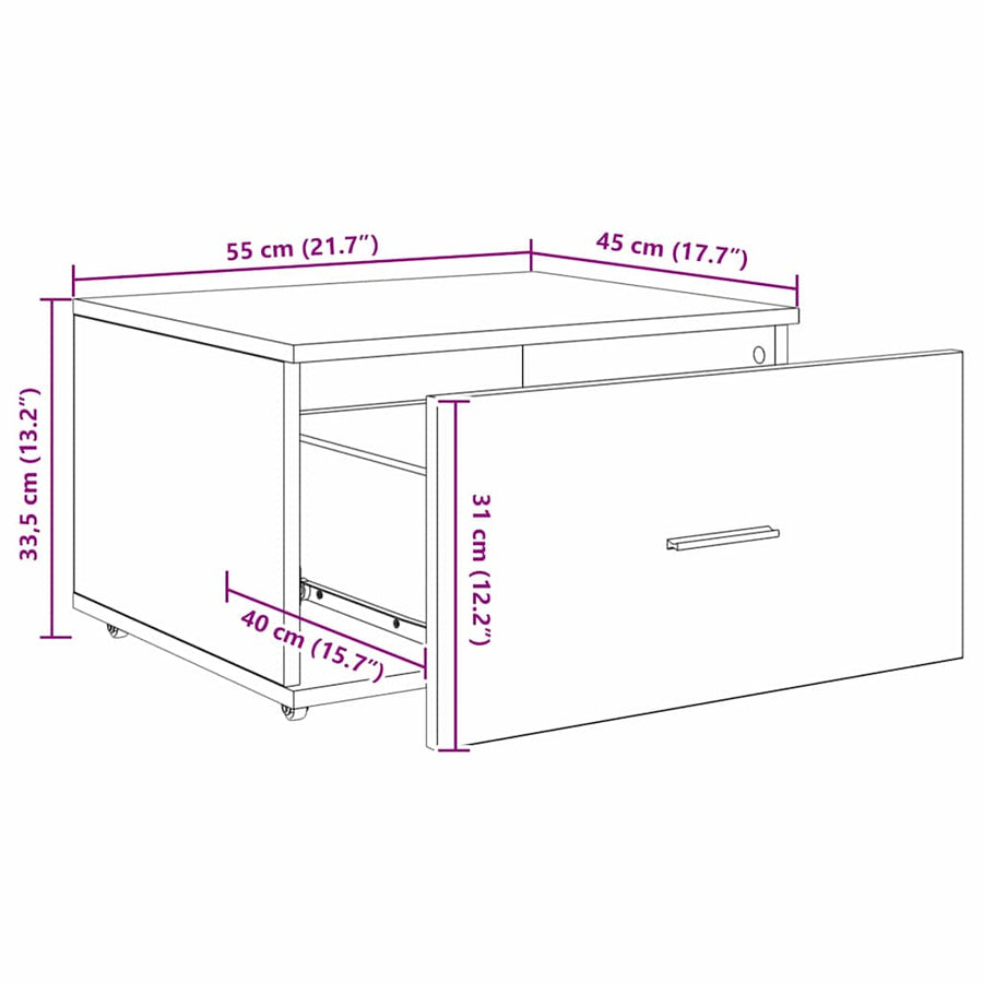 Ladenkast met wiel Artisan Eiken 55 x 45 x 31 cm