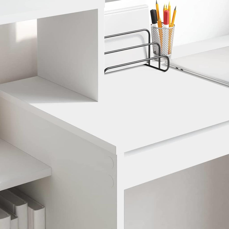 Bureau met plank met opslag Wit 100 x 40 x 90 cm Bewerkt hout