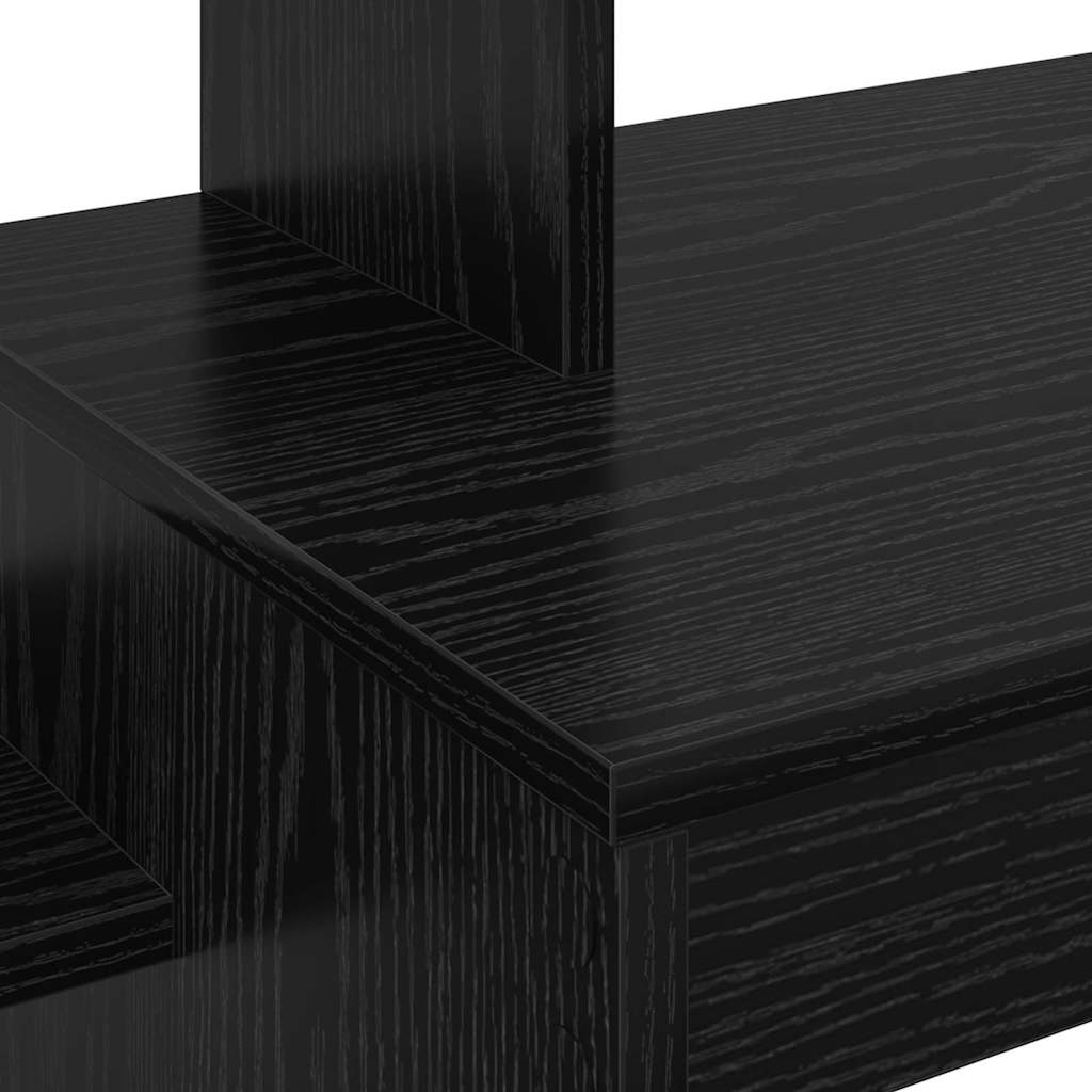 Bureau met plank Zwart Eiken 100 x 40 x 90 cm Bewerkt hout