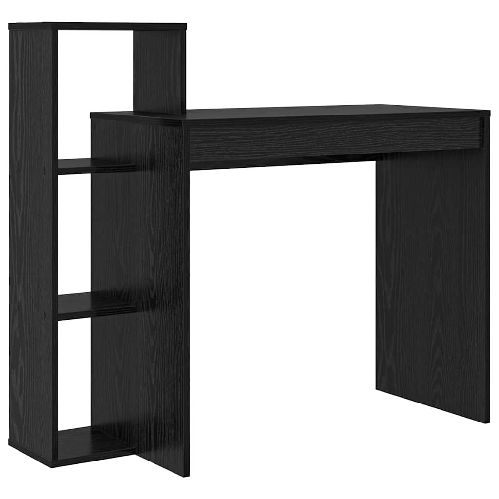 Bureau met plank Zwart Eiken 100 x 40 x 90 cm Bewerkt hout