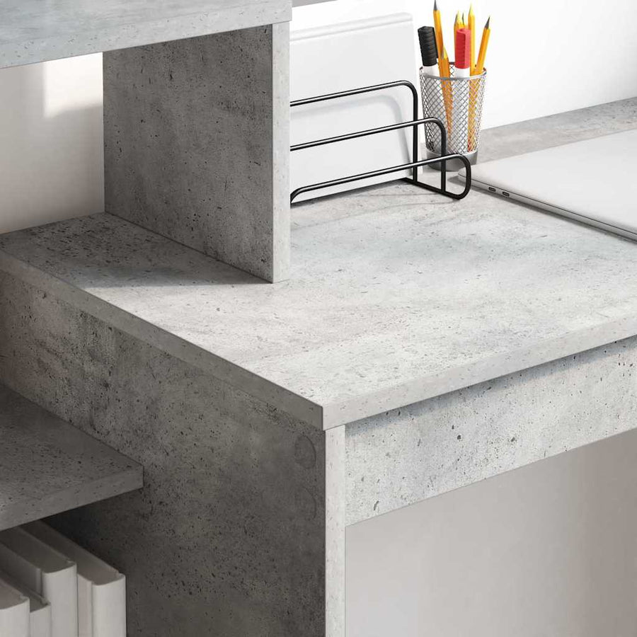 Bureau met plank Beton Grijs 100 x 40 x 90 cm Bewerkt hout