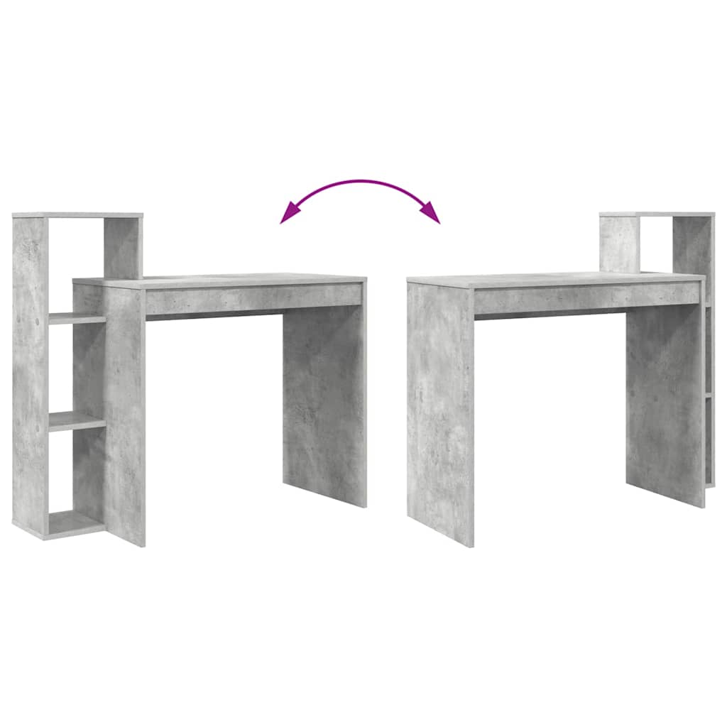 Bureau met plank Beton Grijs 100 x 40 x 90 cm Bewerkt hout