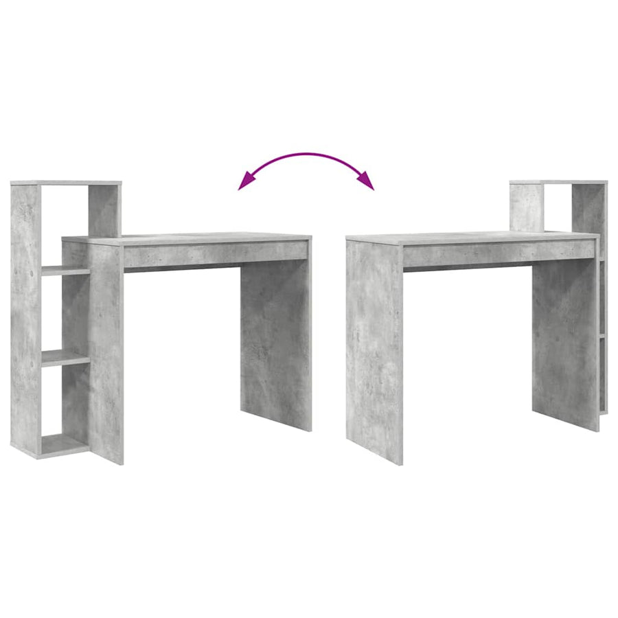 Bureau met plank Beton Grijs 100 x 40 x 90 cm Bewerkt hout