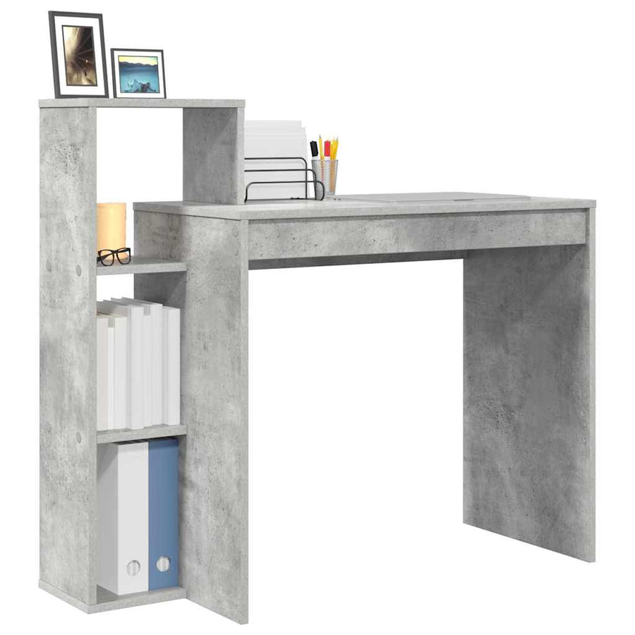 Bureau met plank Beton Grijs 100 x 40 x 90 cm Bewerkt hout