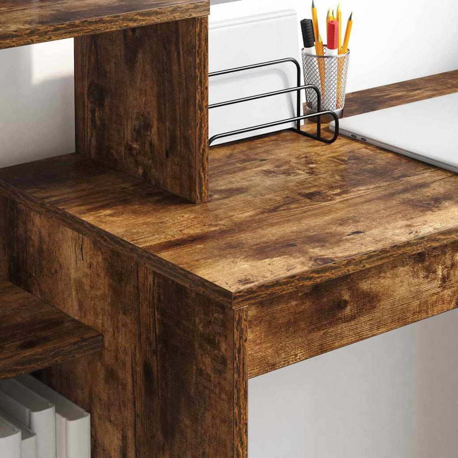 Bureau met plank Gerookt eiken 100 x 40 x 90 cm Bewerkt hout
