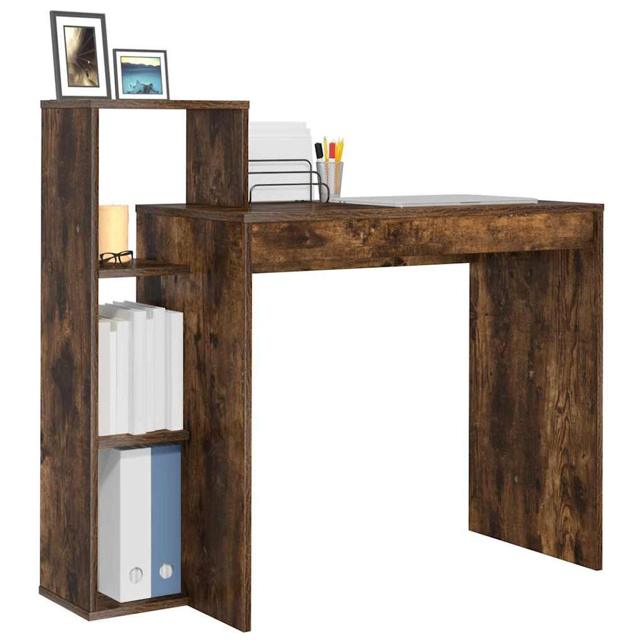 Bureau met plank Gerookt eiken 100 x 40 x 90 cm Bewerkt hout