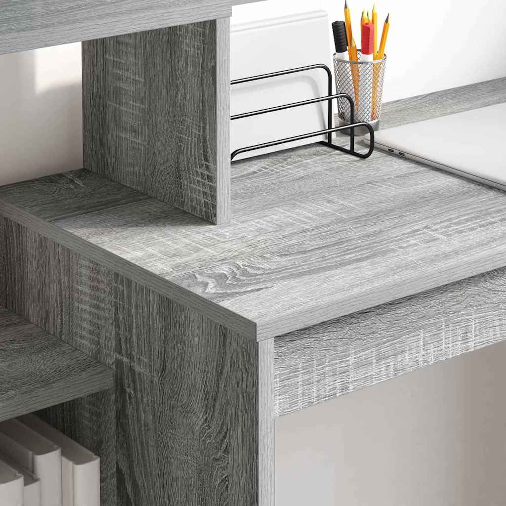 Bureau met plank Grijs Sonoma 100 x 40 x 90 cm Bewerkt hout