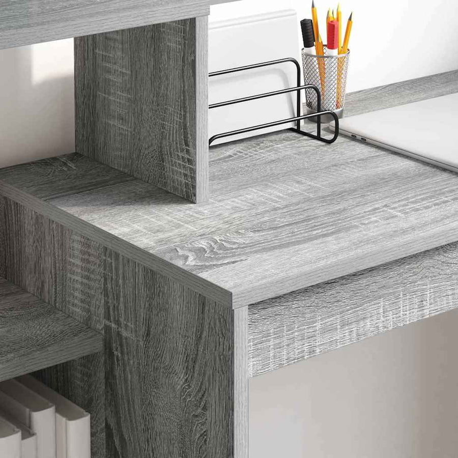 Bureau met plank Grijs Sonoma 100 x 40 x 90 cm Bewerkt hout