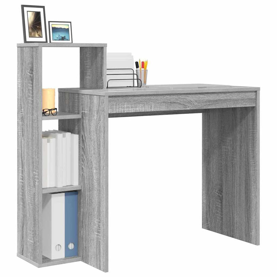 Bureau met plank Grijs Sonoma 100 x 40 x 90 cm Bewerkt hout