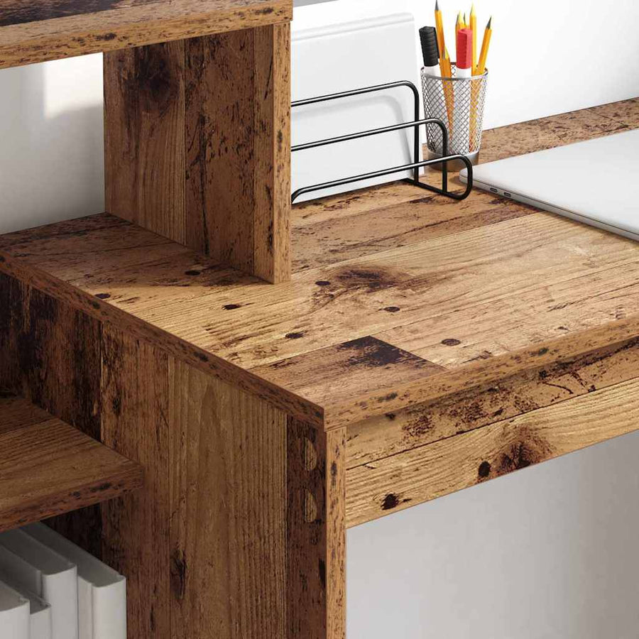 Bureau met plank Oud Hout 100 x 40 x 90 cm Bewerkt hout