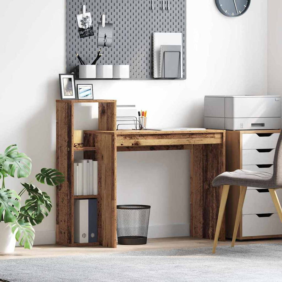 Bureau met plank Oud Hout 100 x 40 x 90 cm Bewerkt hout