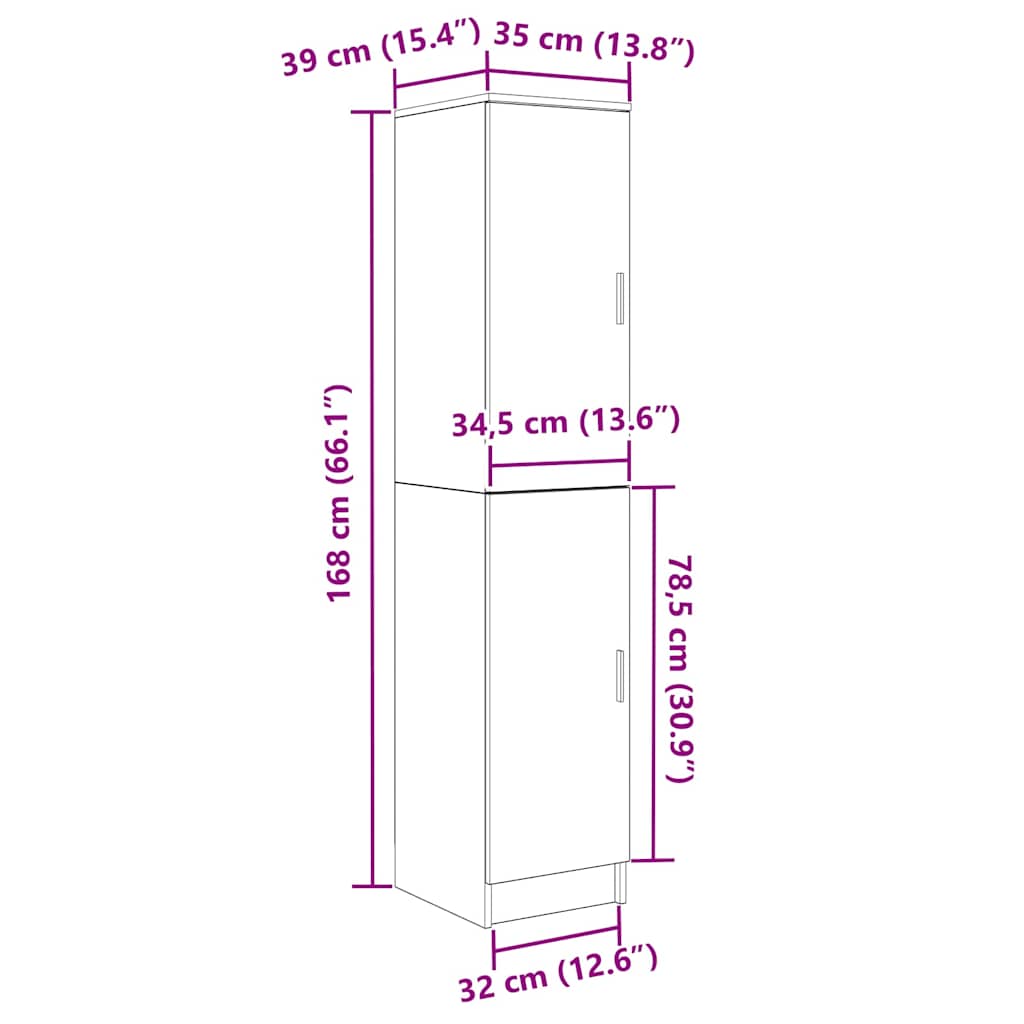 Hoge kast Gerookt eiken 35 x 39 x 168 cm