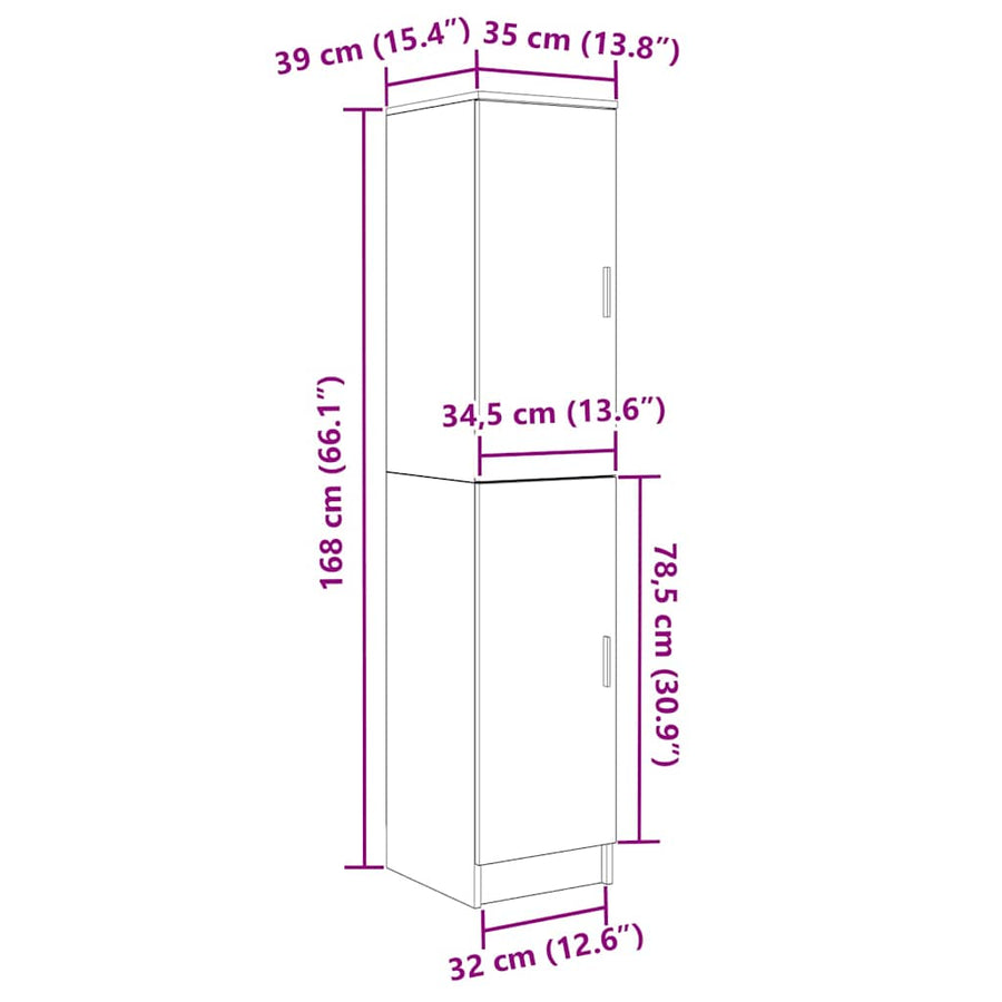 Hoge kast Gerookt eiken 35 x 39 x 168 cm