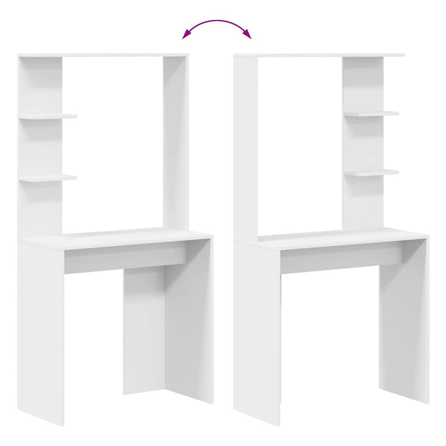 Bureau met plank Wit 78,5 x 37 x 154,5 cm Bewerkt hout
