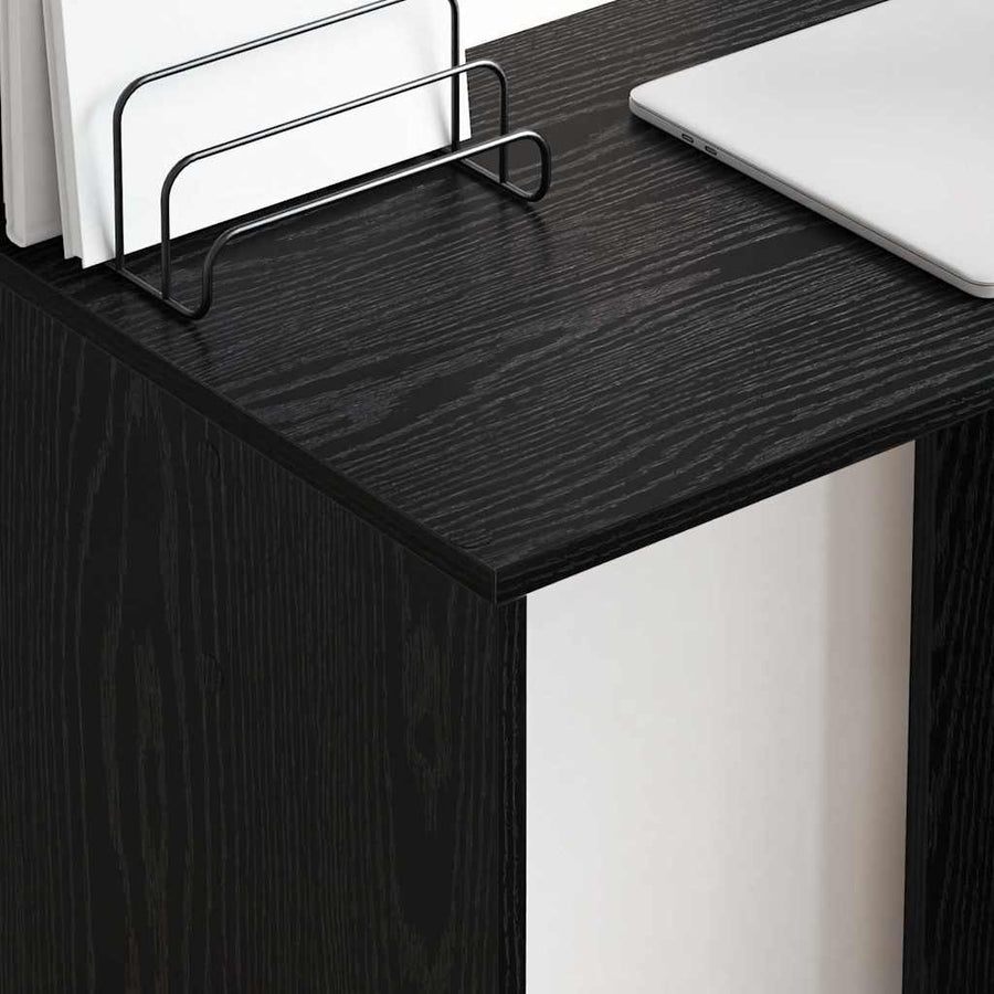 Bureau met plank Zwart Eiken 78,5 x 37 x 154,5 cm Bewerkt hout