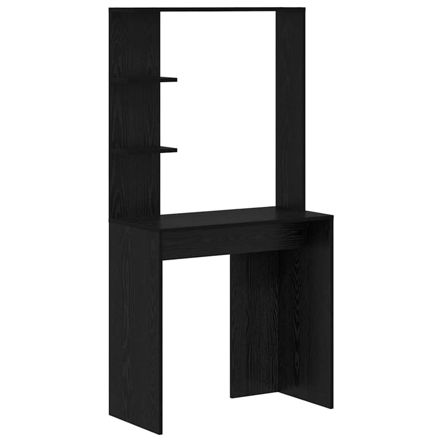 Bureau met plank Zwart Eiken 78,5 x 37 x 154,5 cm Bewerkt hout