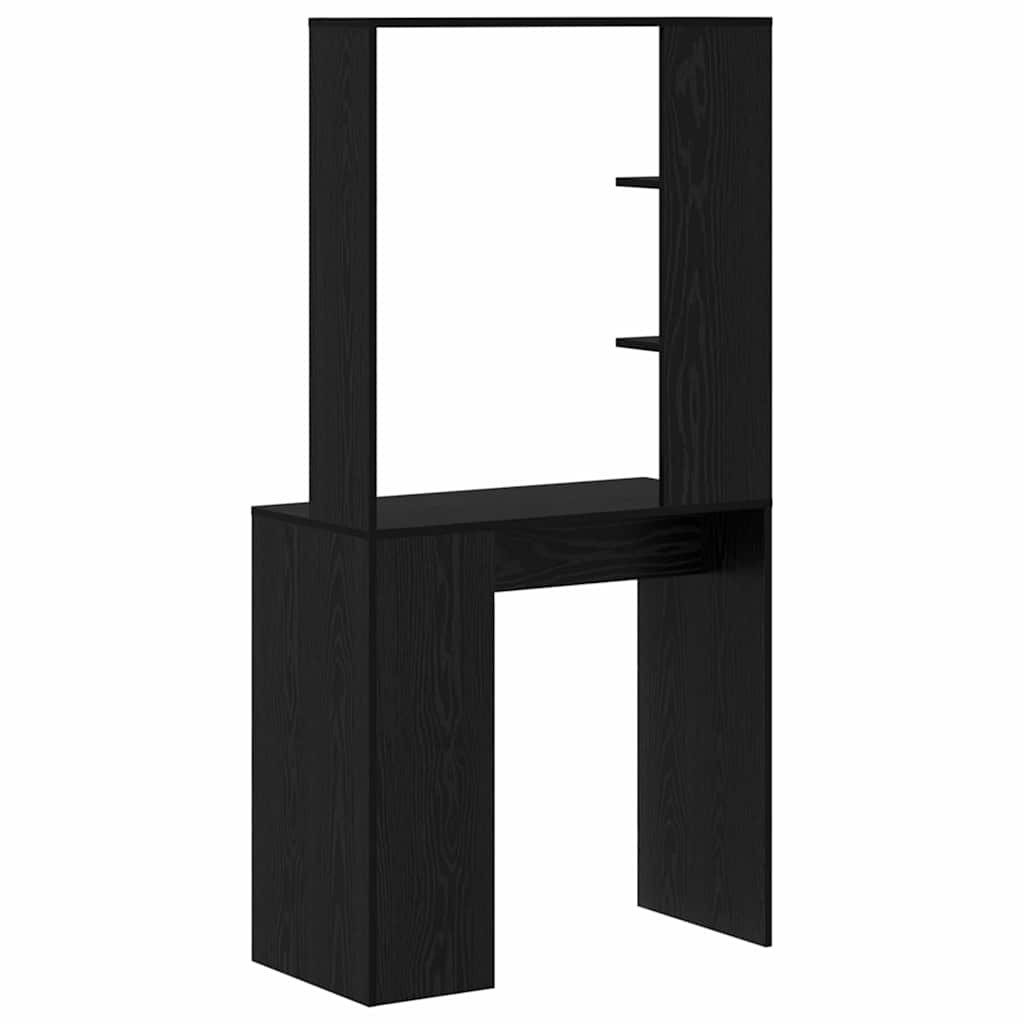 Bureau met plank Zwart Eiken 78,5 x 37 x 154,5 cm Bewerkt hout