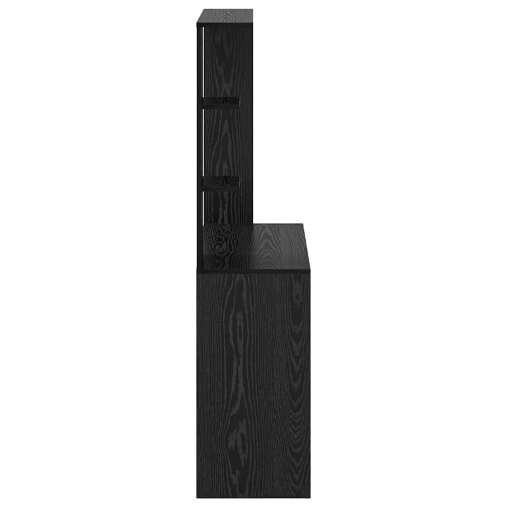 Bureau met plank Zwart Eiken 78,5 x 37 x 154,5 cm Bewerkt hout
