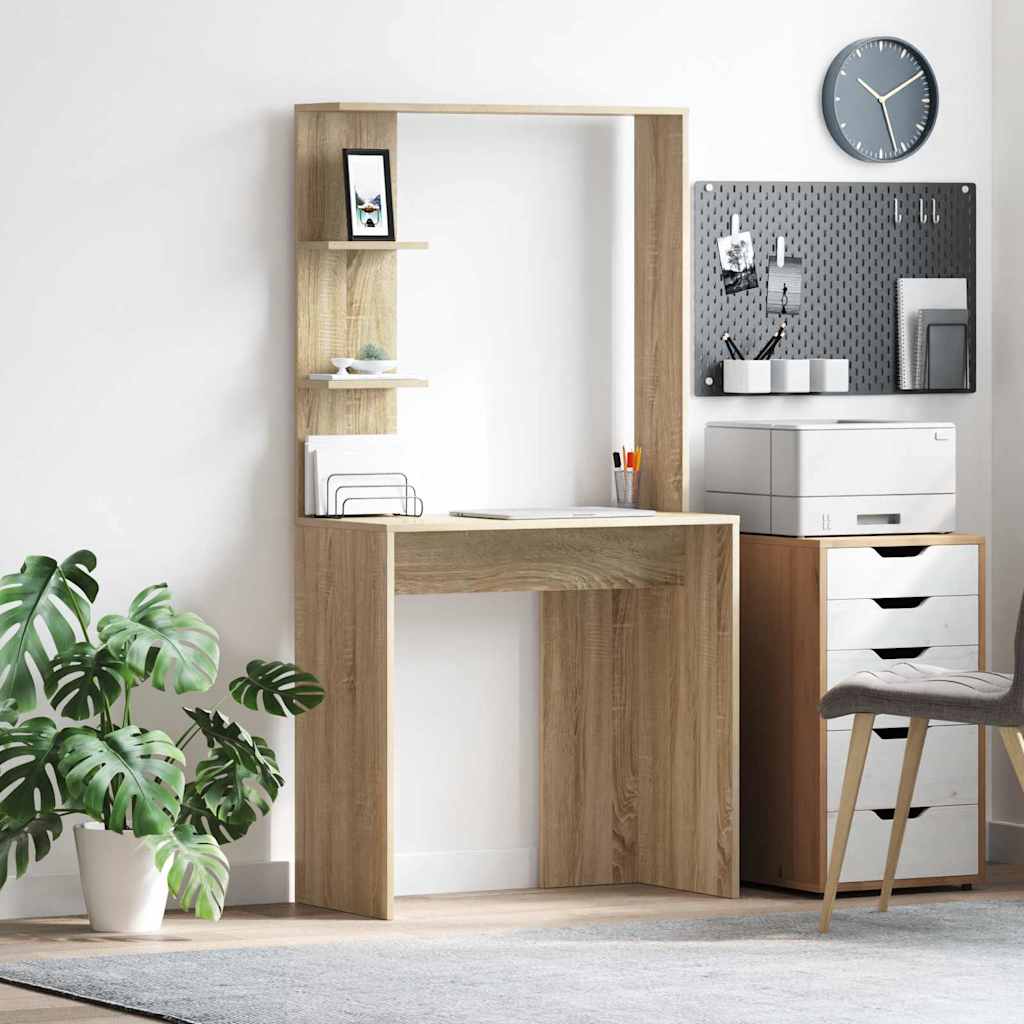 Bureau met plank Sonoma Eiken 78,5 x 37 x 154,5 cm Bewerkt hout