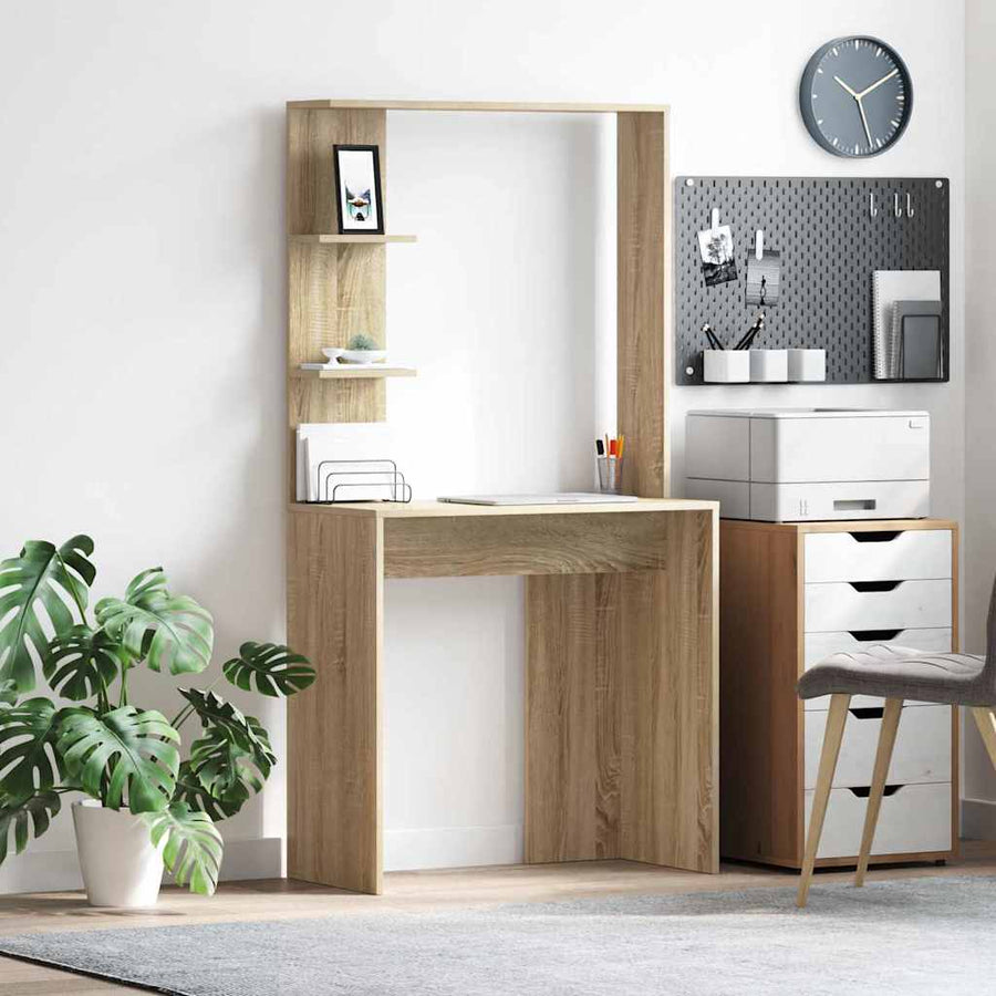 Bureau met plank Sonoma Eiken 78,5 x 37 x 154,5 cm Bewerkt hout