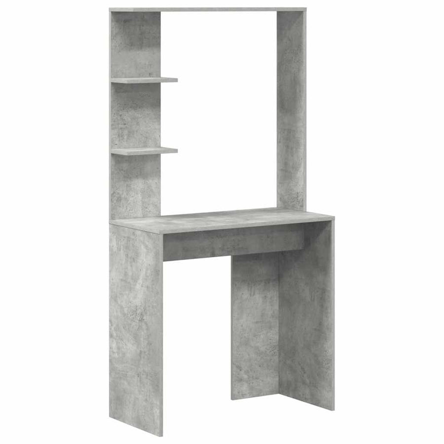 Bureau met plank Beton Grijs 78,5 x 37 x 154,5 cm Bewerkt hout