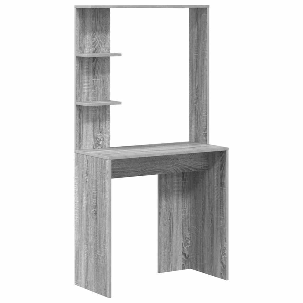 Bureau met plank Grijs Sonoma 78,5 x 37 x 154,5 cm Bewerkt hout