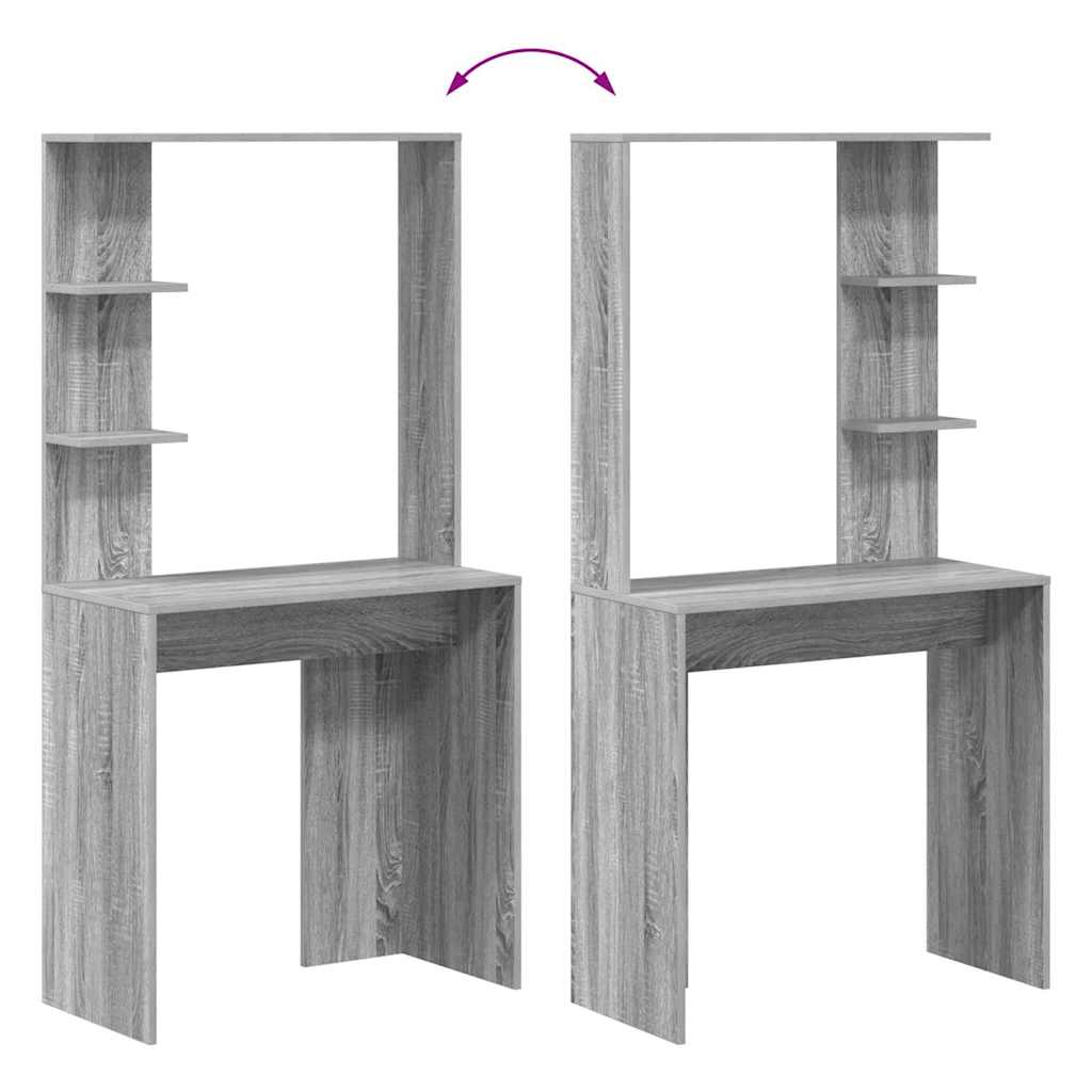 Bureau met plank Grijs Sonoma 78,5 x 37 x 154,5 cm Bewerkt hout