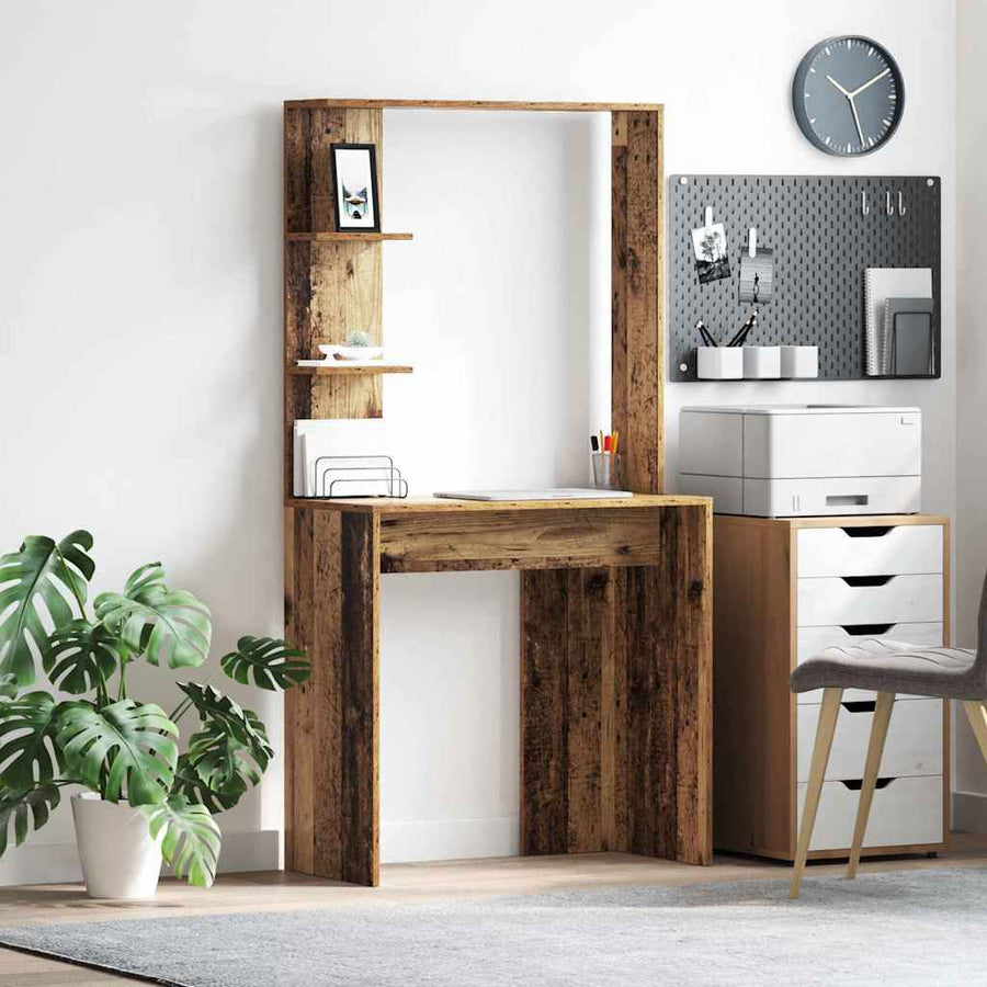 Bureau met plank Oud Hout 78,5 x 37 x 154,5 cm Bewerkt hout