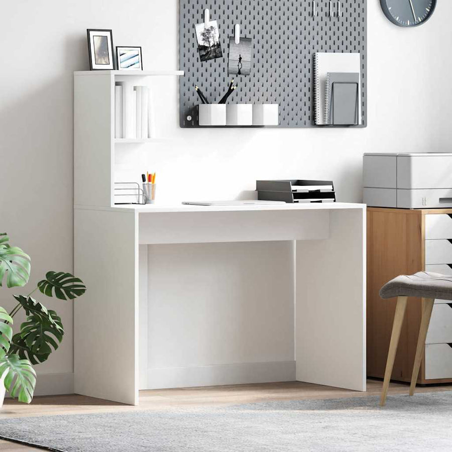 Bureau met plank met opslag Wit 102 x 50 x 124 cm Bewerkt hout