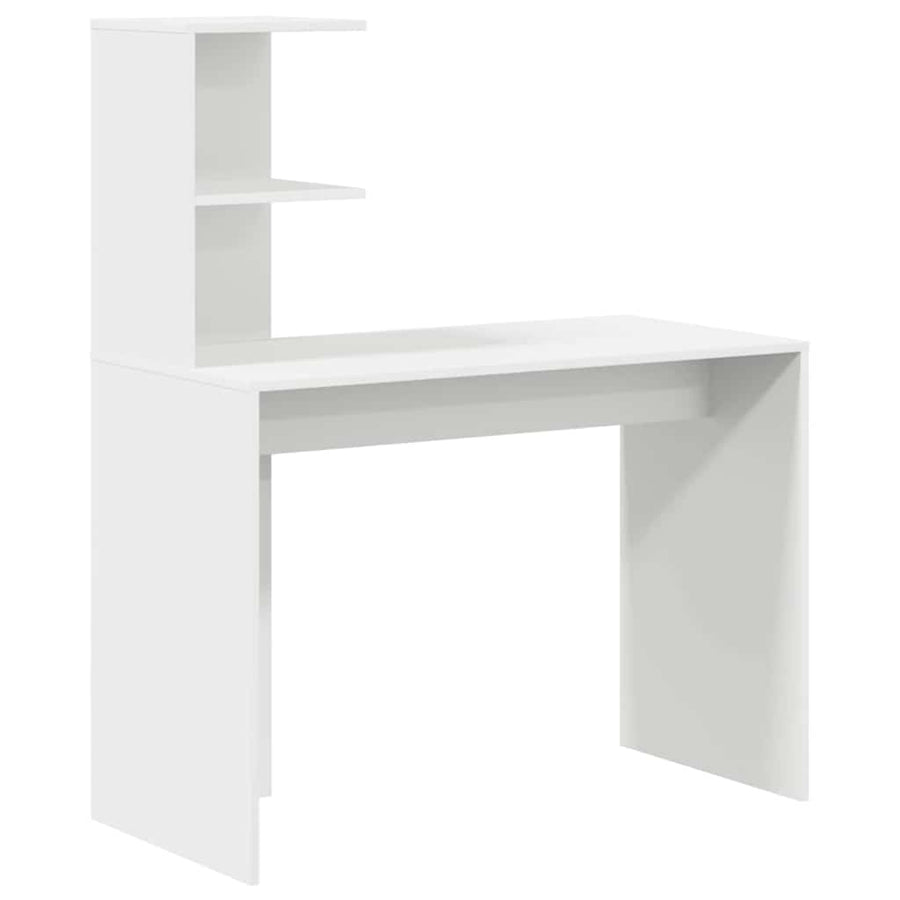 Bureau met plank met opslag Wit 102 x 50 x 124 cm Bewerkt hout