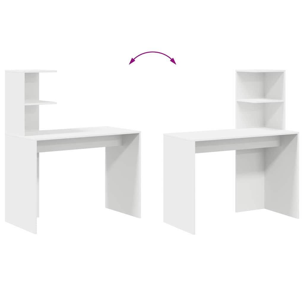Bureau met plank met opslag Wit 102 x 50 x 124 cm Bewerkt hout