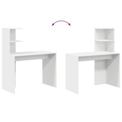 Bureau met plank met opslag Wit 102 x 50 x 124 cm Bewerkt hout