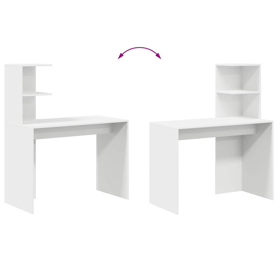 Bureau met plank met opslag Wit 102 x 50 x 124 cm Bewerkt hout